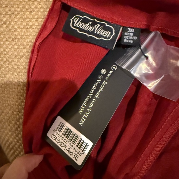 Voodoo Vixen Burgundy Dress with White Accents unique Vintage - Picture 3 of 4